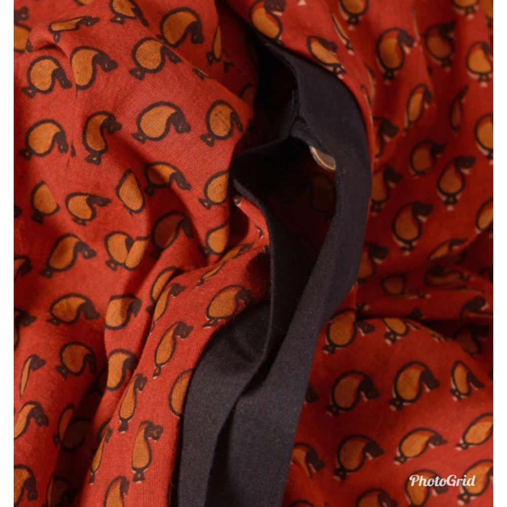 Paisley Cheer Hand Block Print Maroon and Black - Picture 3 of 3